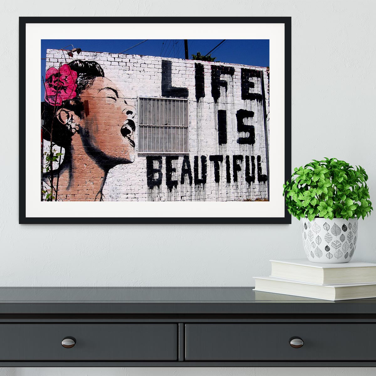 Banksy Life is Beautiful Framed Print - Canvas Art Rocks - 1