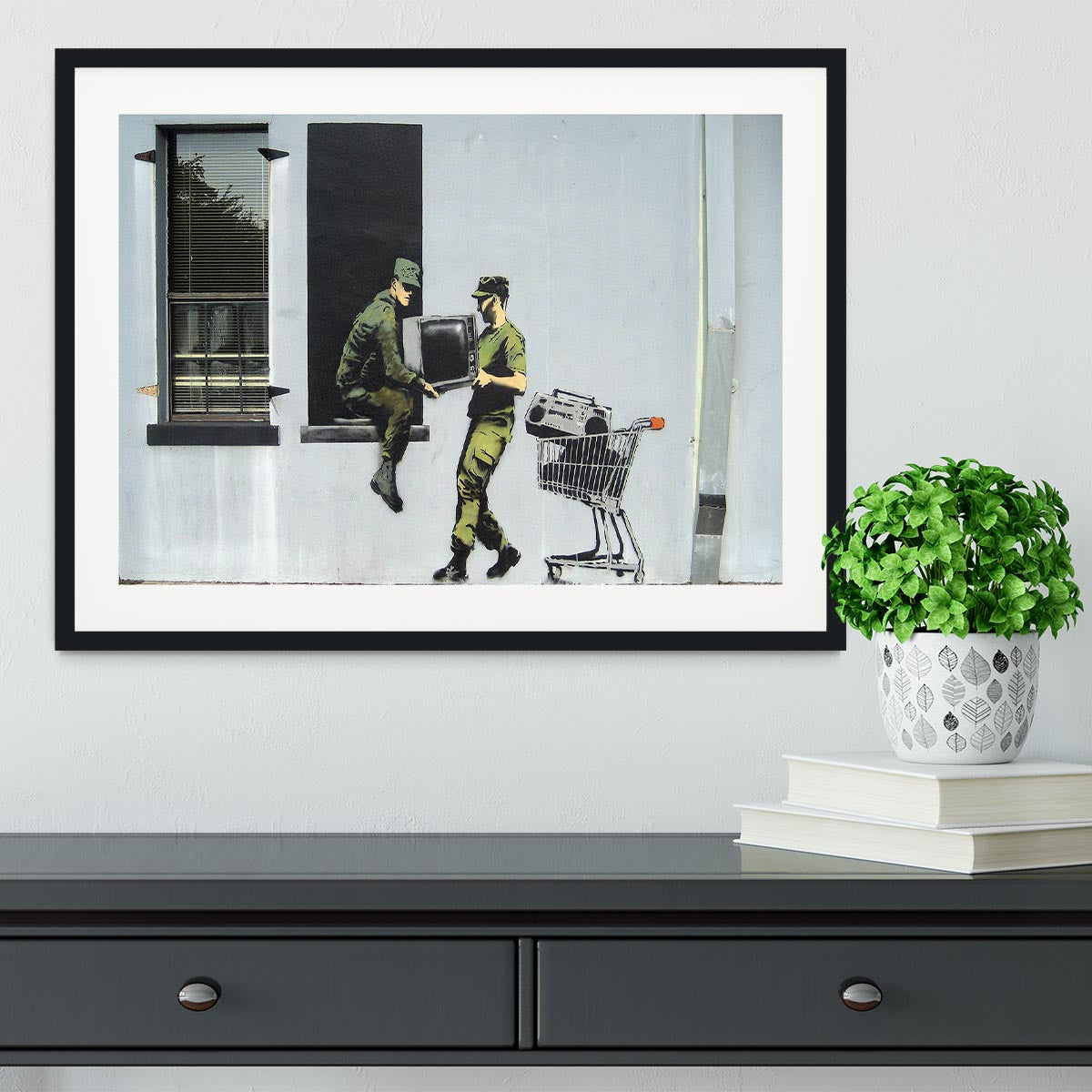 Banksy Looting Soldiers Framed Print - Canvas Art Rocks - 1