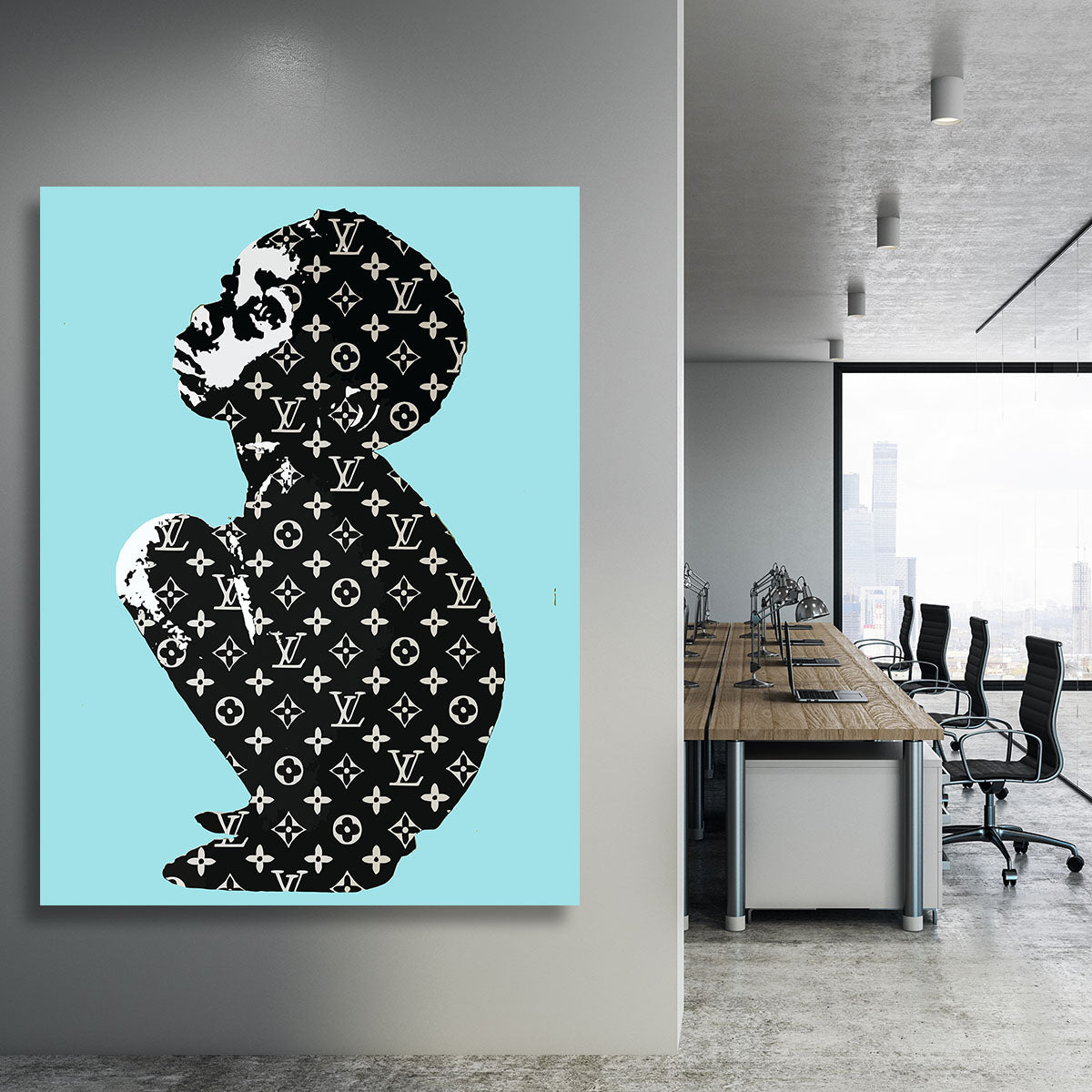 Banksy Louis Vuitton Kid Light Blue Canvas Print or Poster - Canvas Art Rocks - 3