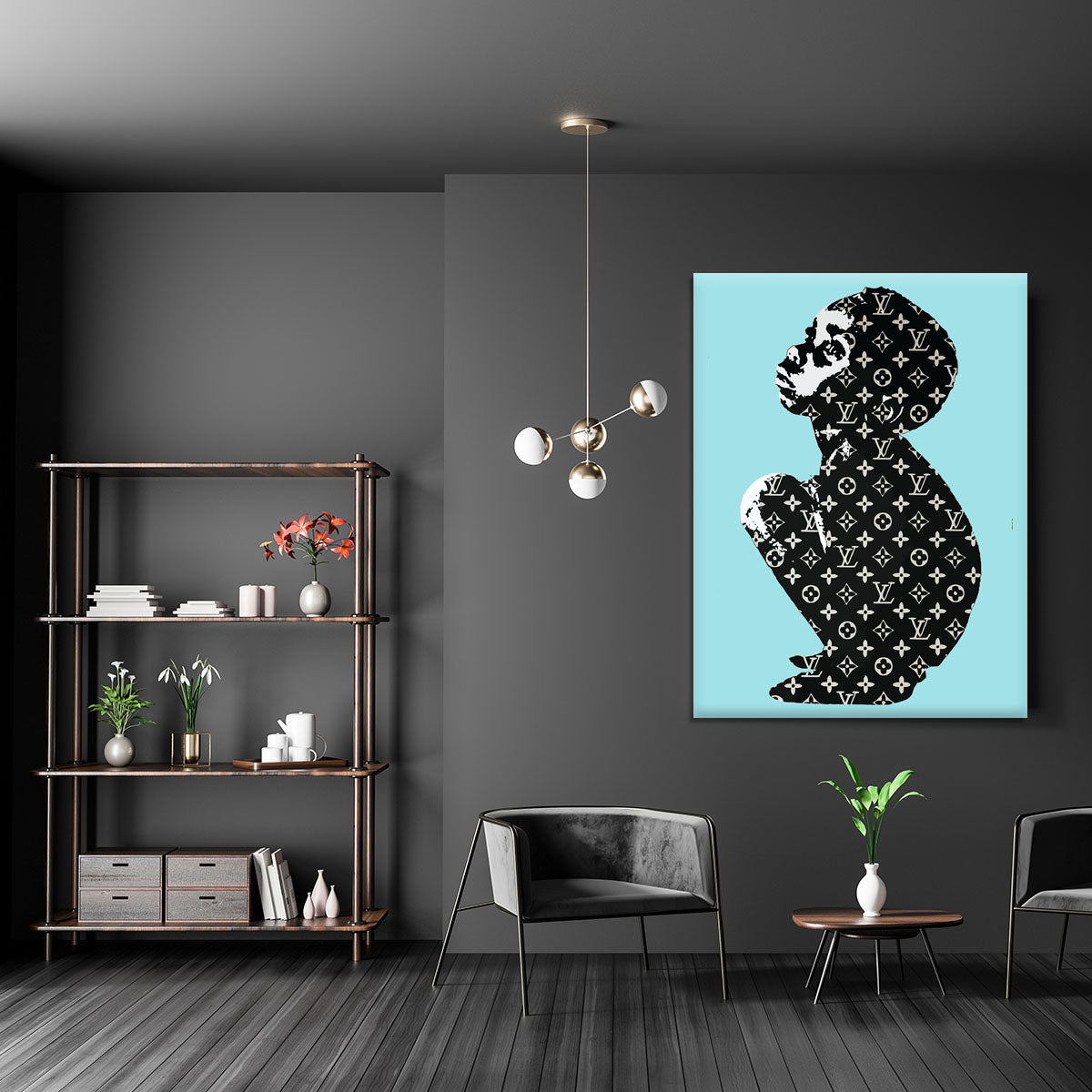Banksy Louis Vuitton Kid Light Blue Canvas Print or Poster - Canvas Art Rocks - 5
