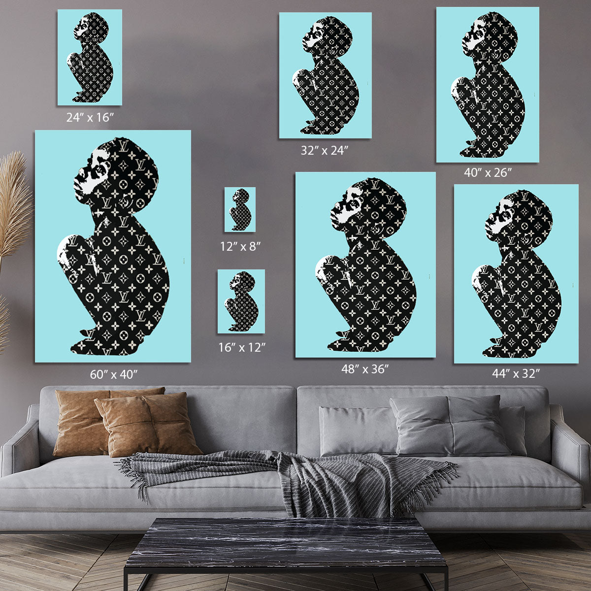 Banksy Louis Vuitton Kid Light Blue Canvas Print or Poster - Canvas Art Rocks - 7