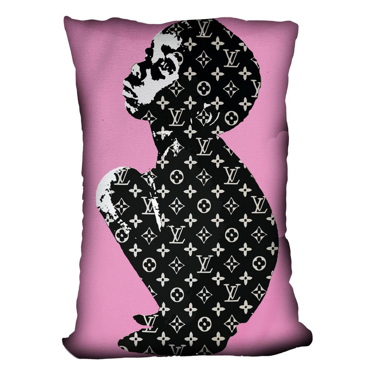 Banksy Louis Vuitton Kid Pink Cushion - Canvas Art Rocks - 4