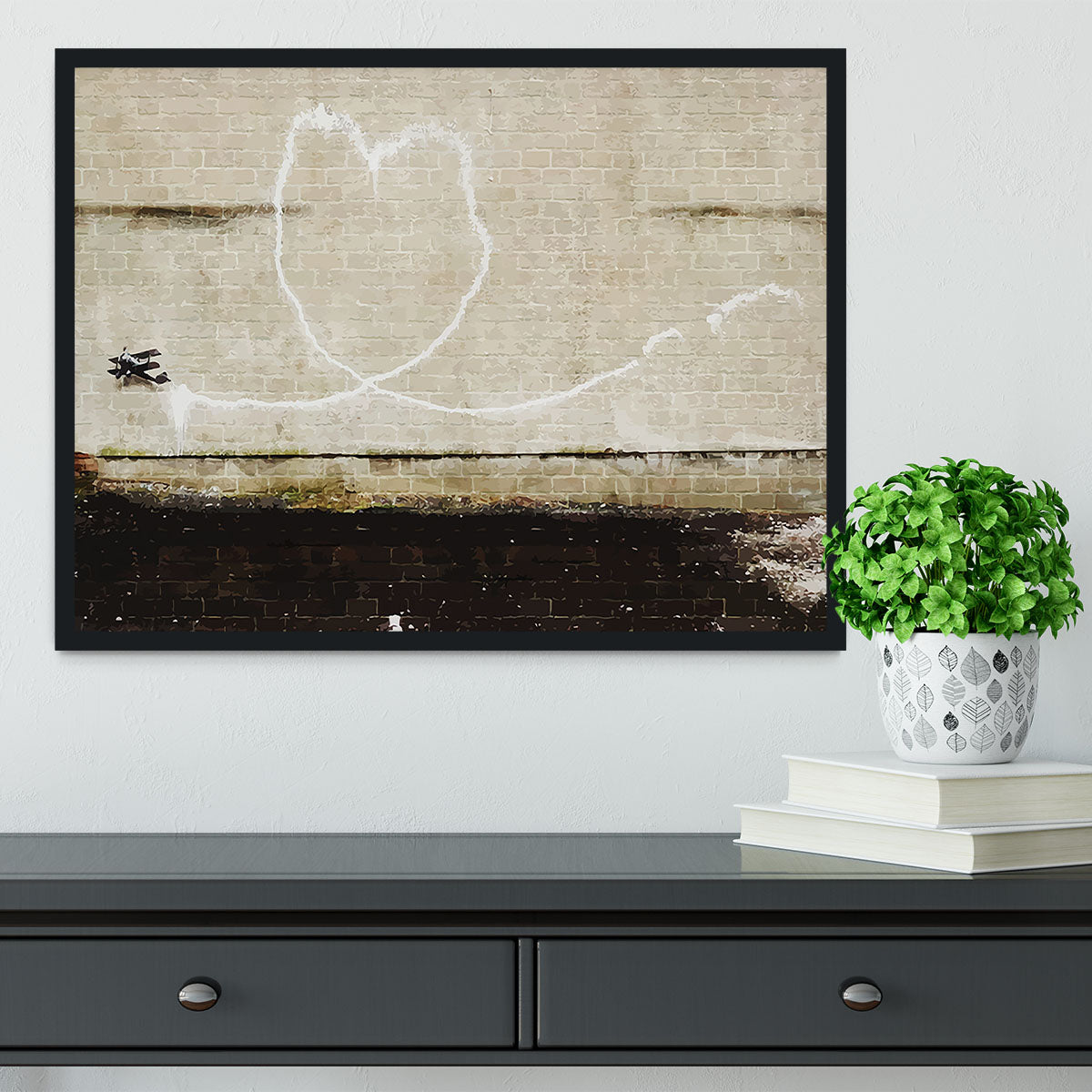 Banksy Love Plane London and Liverpool Framed Print - Canvas Art Rocks - 2