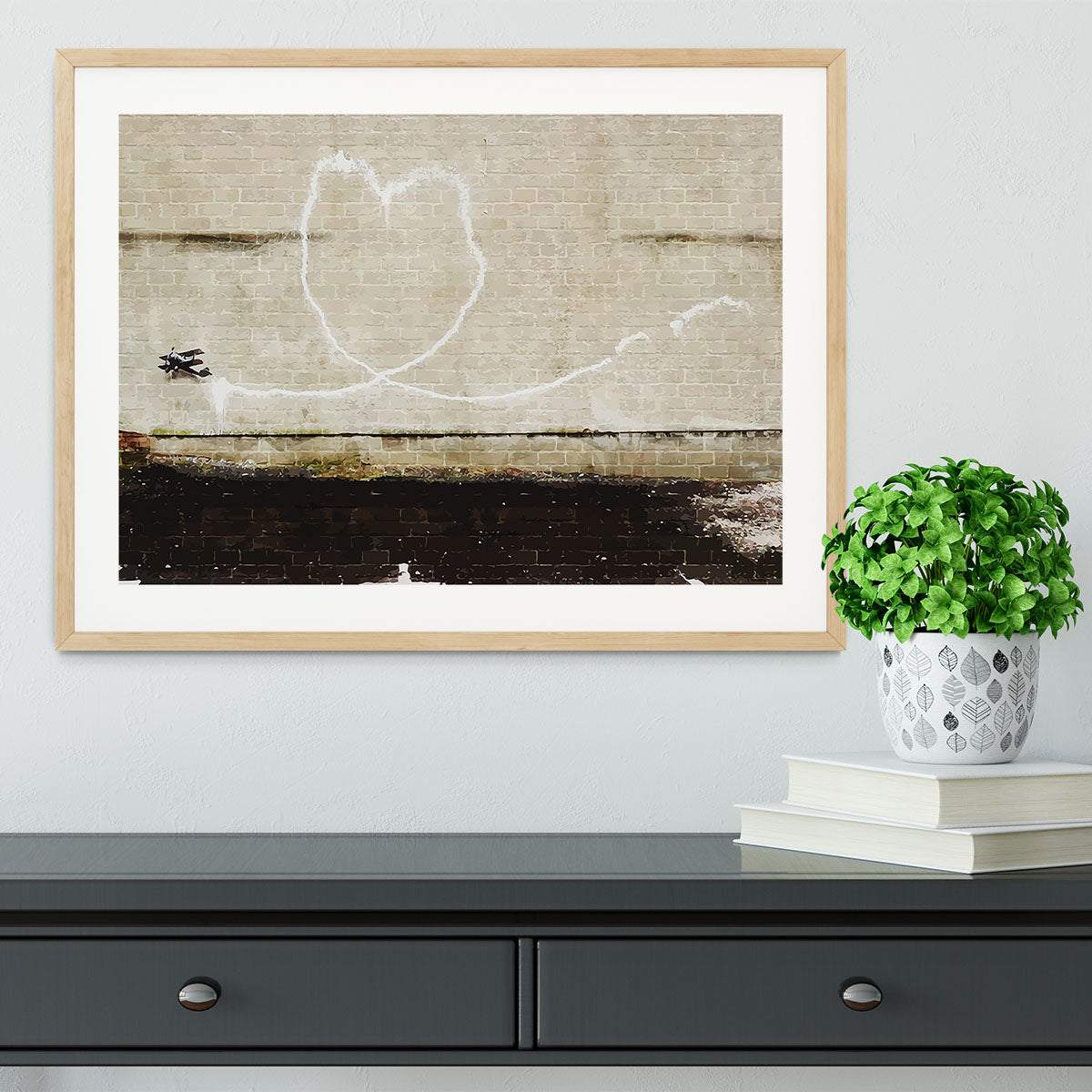 Banksy Love Plane London and Liverpool Framed Print - Canvas Art Rocks - 3