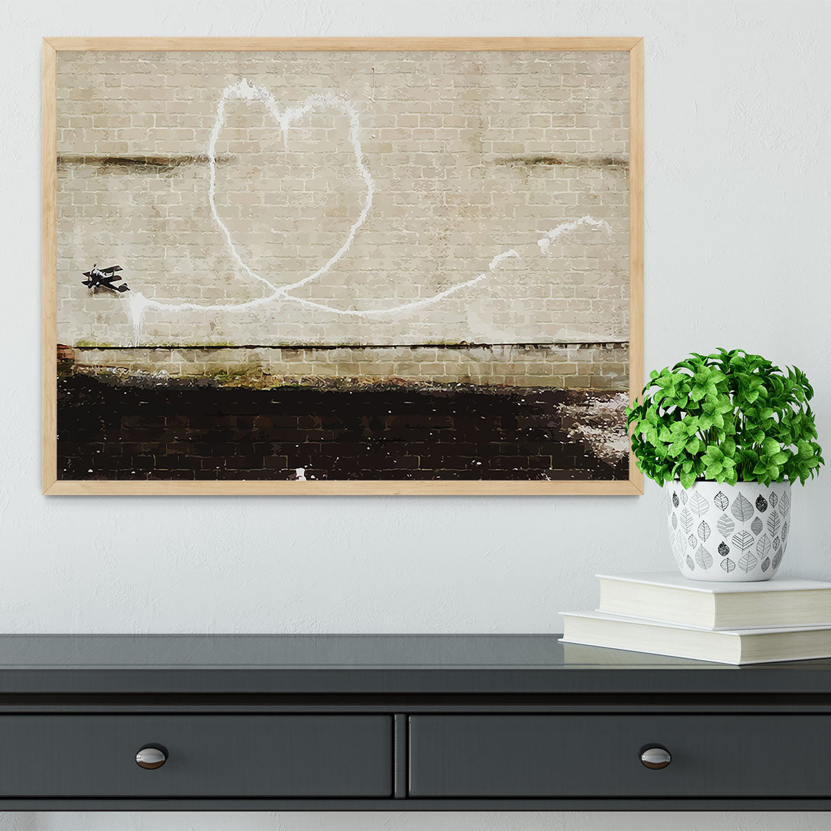 Banksy Love Plane London and Liverpool Framed Print - Canvas Art Rocks - 4