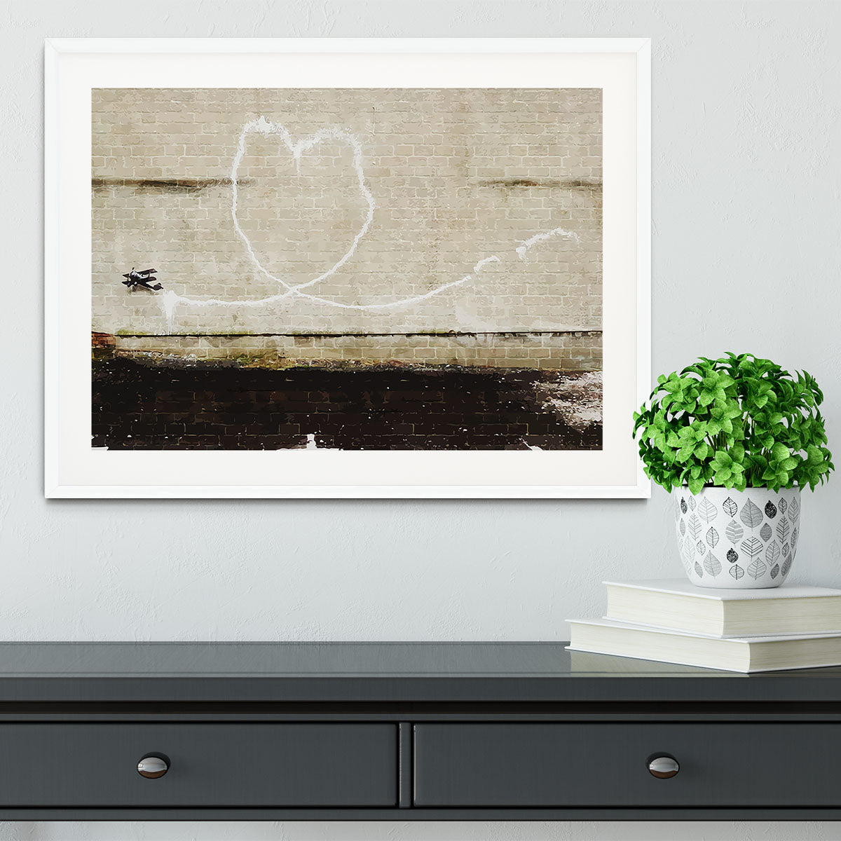 Banksy Love Plane London and Liverpool Framed Print - Canvas Art Rocks - 5