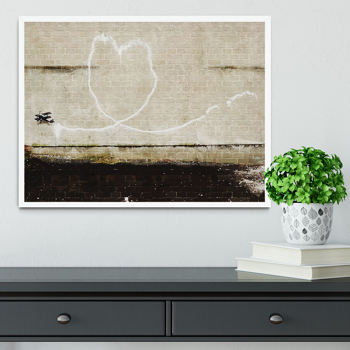 Banksy Love Plane London and Liverpool Framed Print - Canvas Art Rocks -6