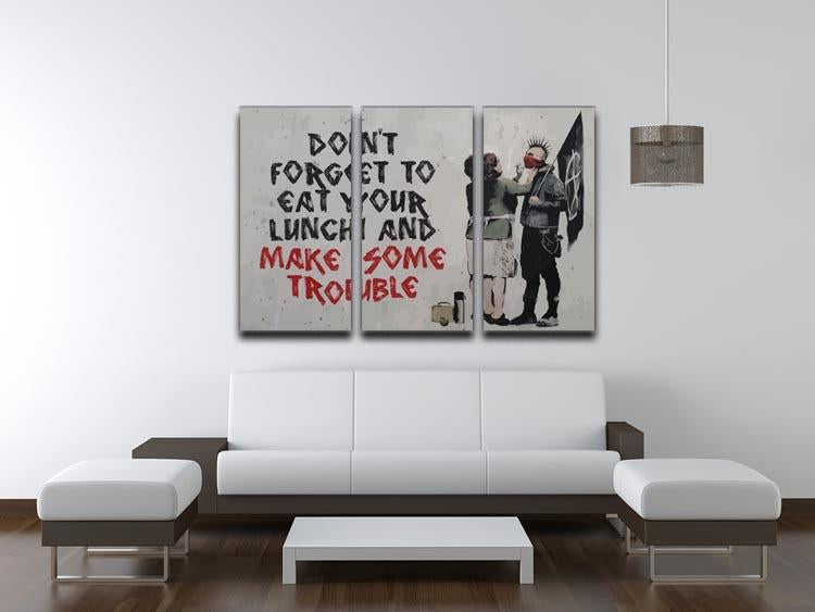 Banksy Make Some Trouble 3 Split Panel Canvas Print - Canvas Art Rocks - 4