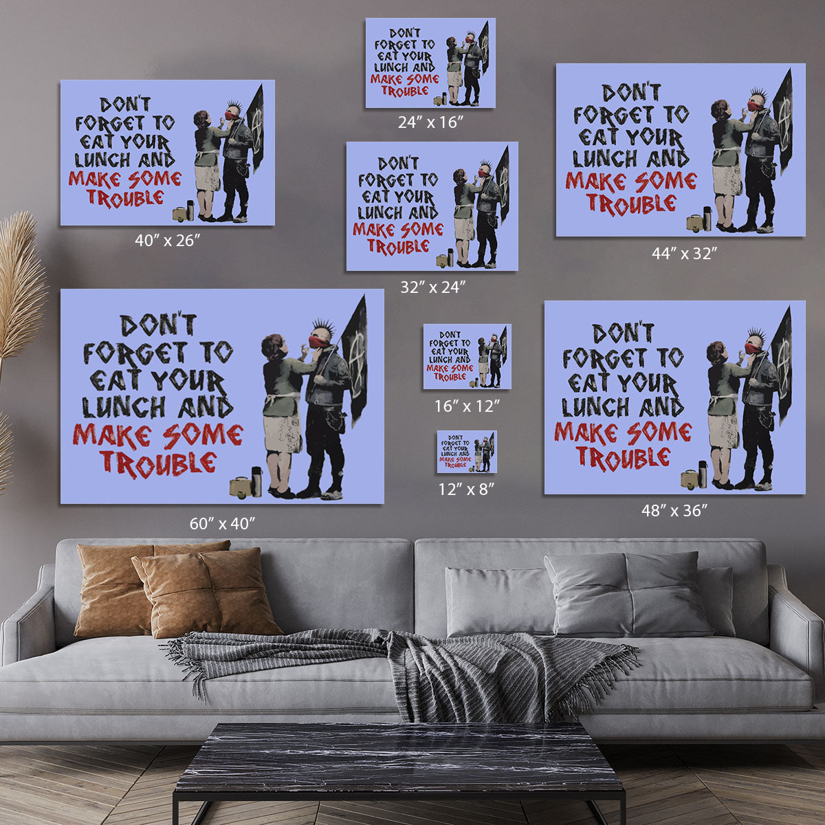 Banksy Make Some Trouble Blue Canvas Print or Poster - Canvas Art Rocks - 7