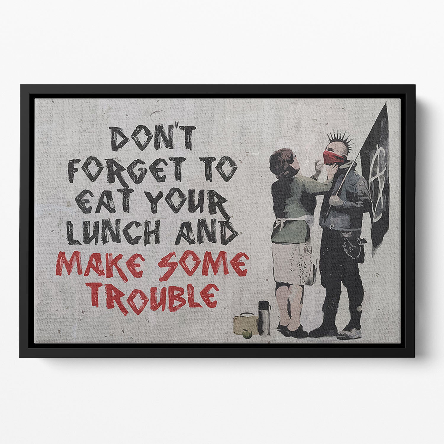 Banksy Make Some Trouble Floating Framed Canvas