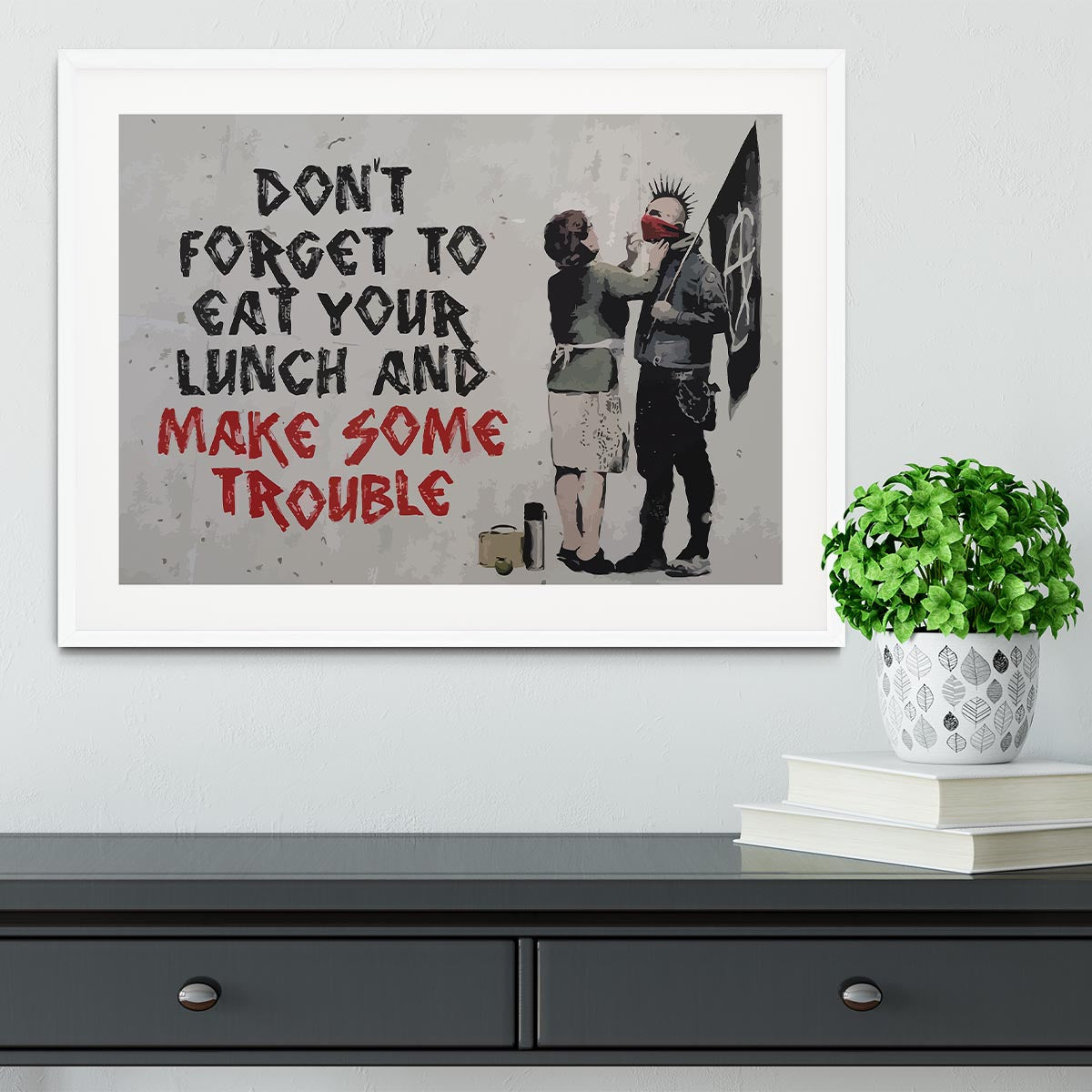 Banksy Make Some Trouble Framed Print - Canvas Art Rocks - 5