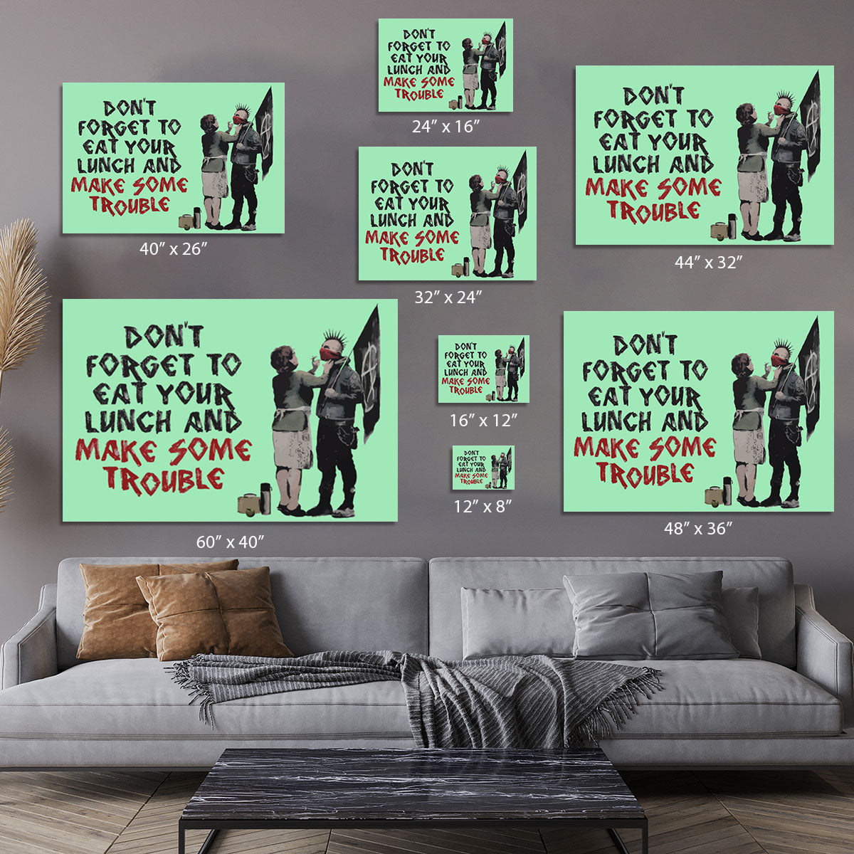 Banksy Make Some Trouble Green Canvas Print or Poster - Canvas Art Rocks - 7