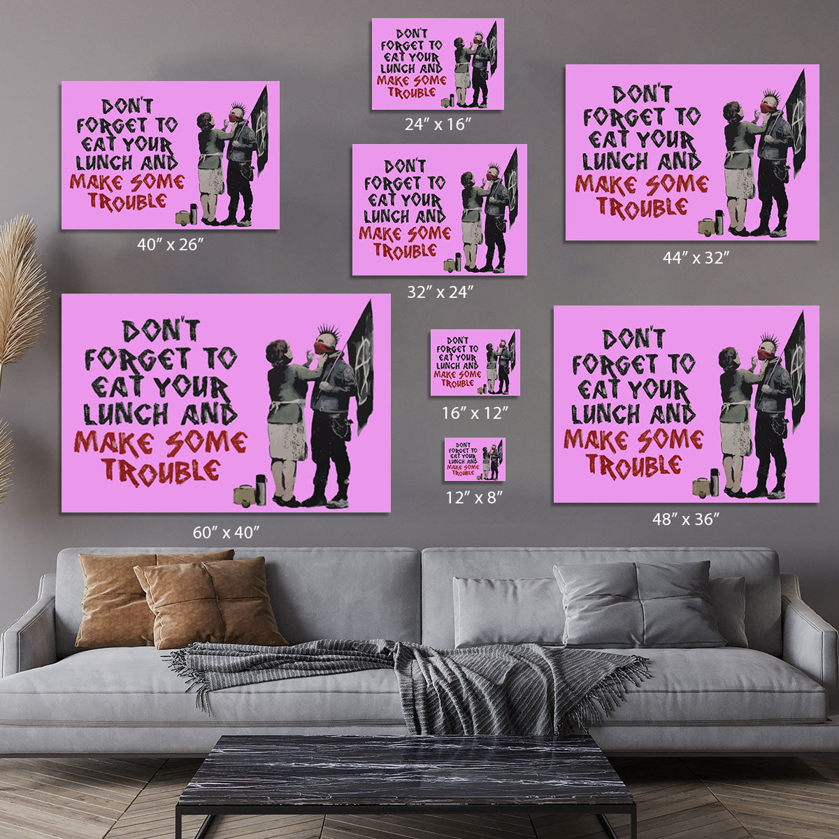 Banksy Make Some Trouble Purple Canvas Print or Poster - Canvas Art Rocks - 7