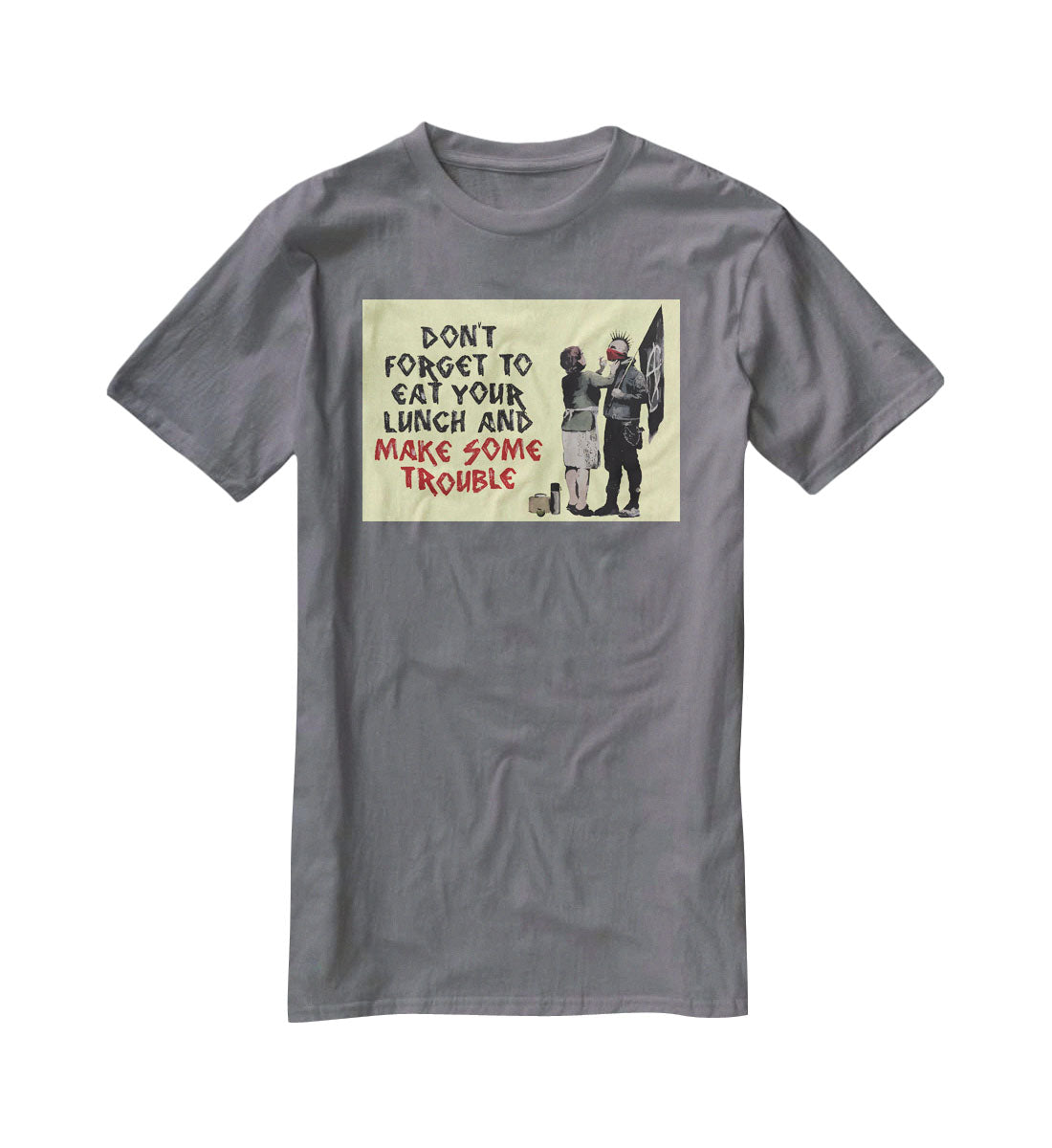 Banksy Make Some Trouble Yellow T-Shirt - Canvas Art Rocks - 3