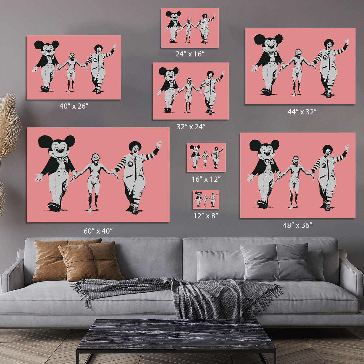 Banksy Mickey and Ronald Red Canvas Print or Poster - Canvas Art Rocks - 7