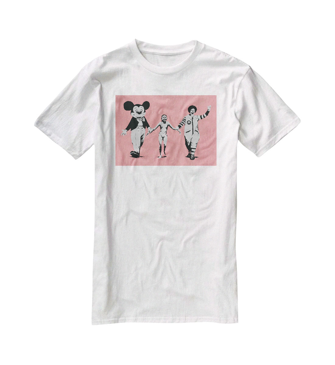 Banksy Mickey and Ronald Red T-Shirt - Canvas Art Rocks - 5