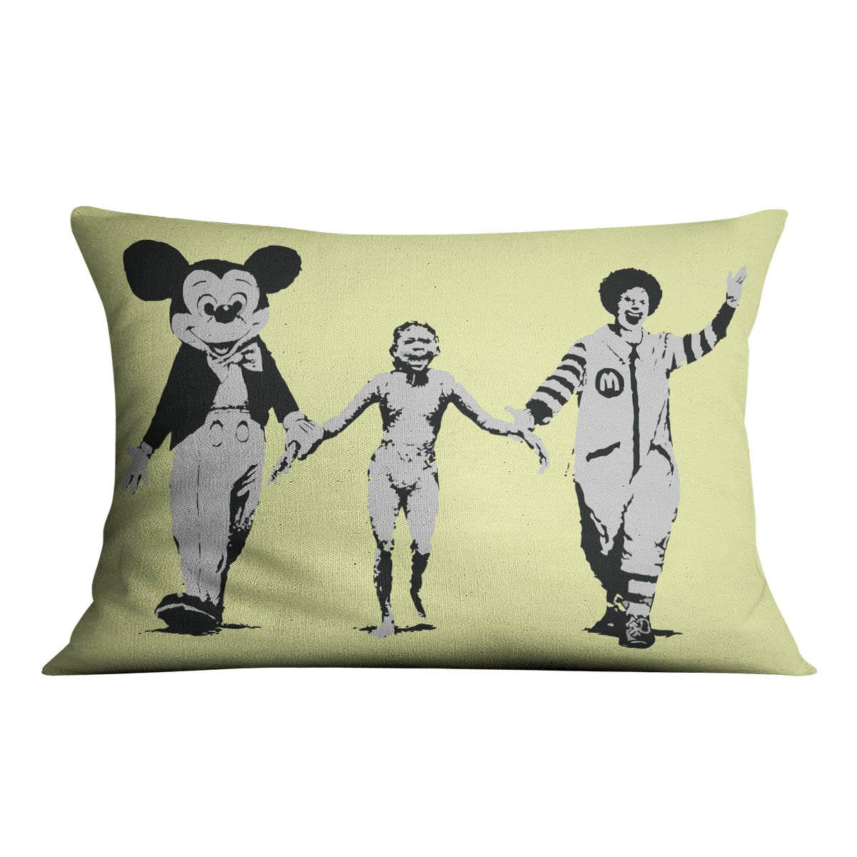 Banksy Mickey and Ronald Yellow Cushion - Canvas Art Rocks - 4