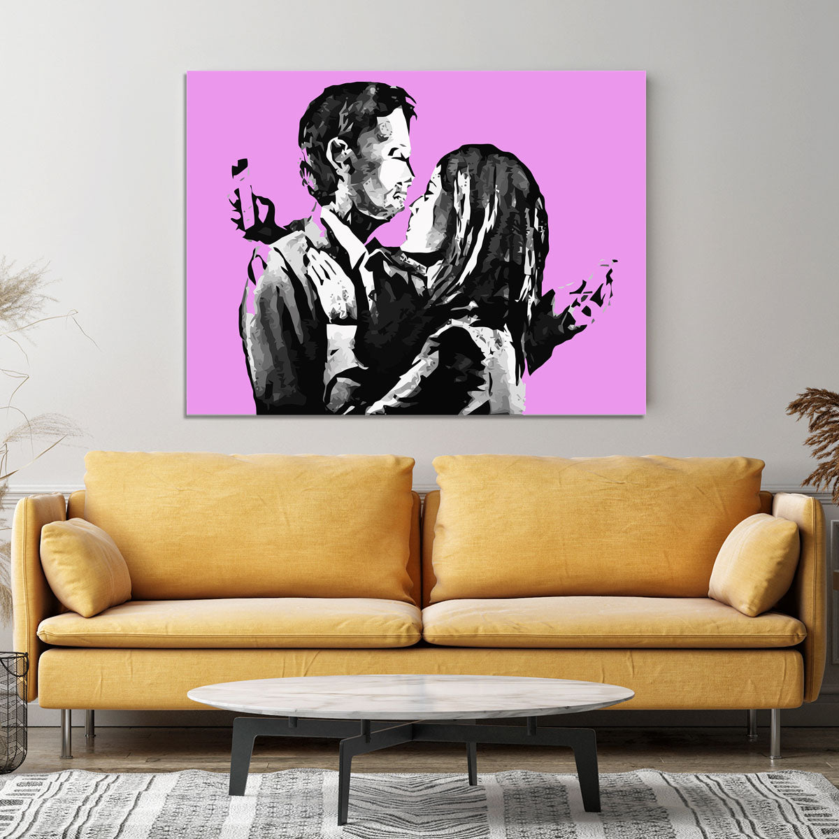 Banksy Mobile Lovers Purple Canvas Print or Poster - Canvas Art Rocks - 4