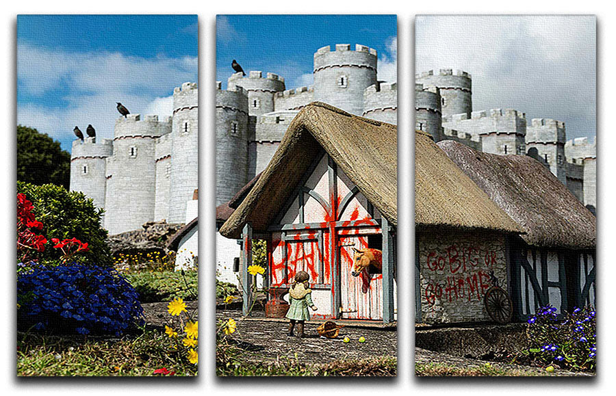 Banksy Model Village Great Yarmouth 3 Split Panel Canvas Print - Canvas Art Rocks - 1