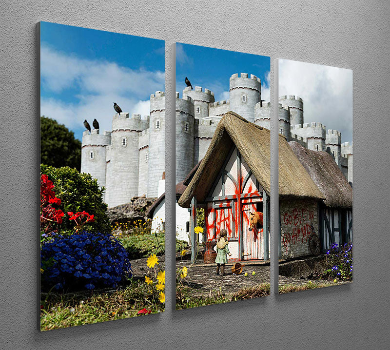 Banksy Model Village Great Yarmouth 3 Split Panel Canvas Print - Canvas Art Rocks - 2
