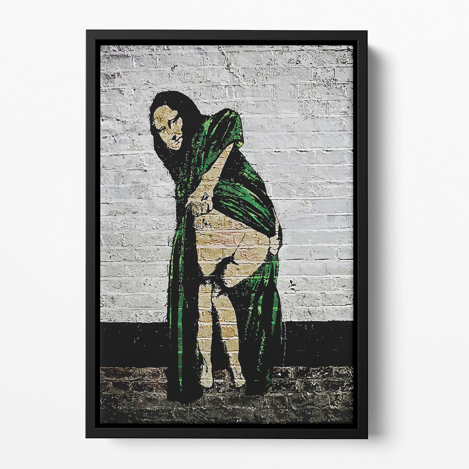 Banksy Mona Lisa Showing Her Backside Floating Framed Canvas - Canvas Art Rocks - 2
