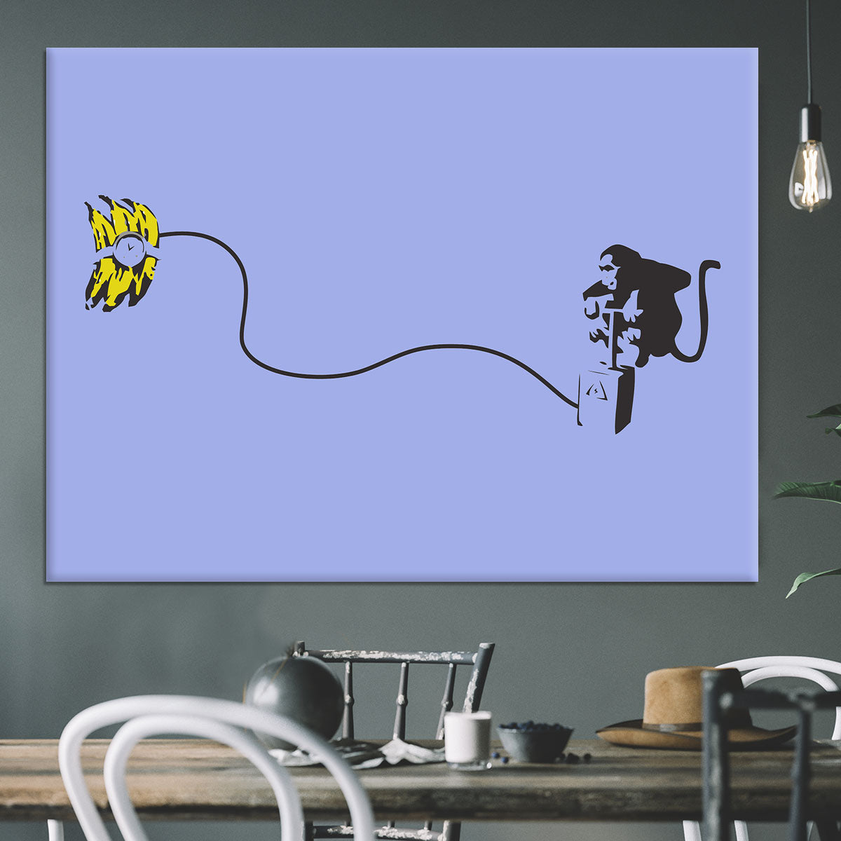 Banksy Monkey Banana Bomb Blue Canvas Print or Poster - Canvas Art Rocks - 3