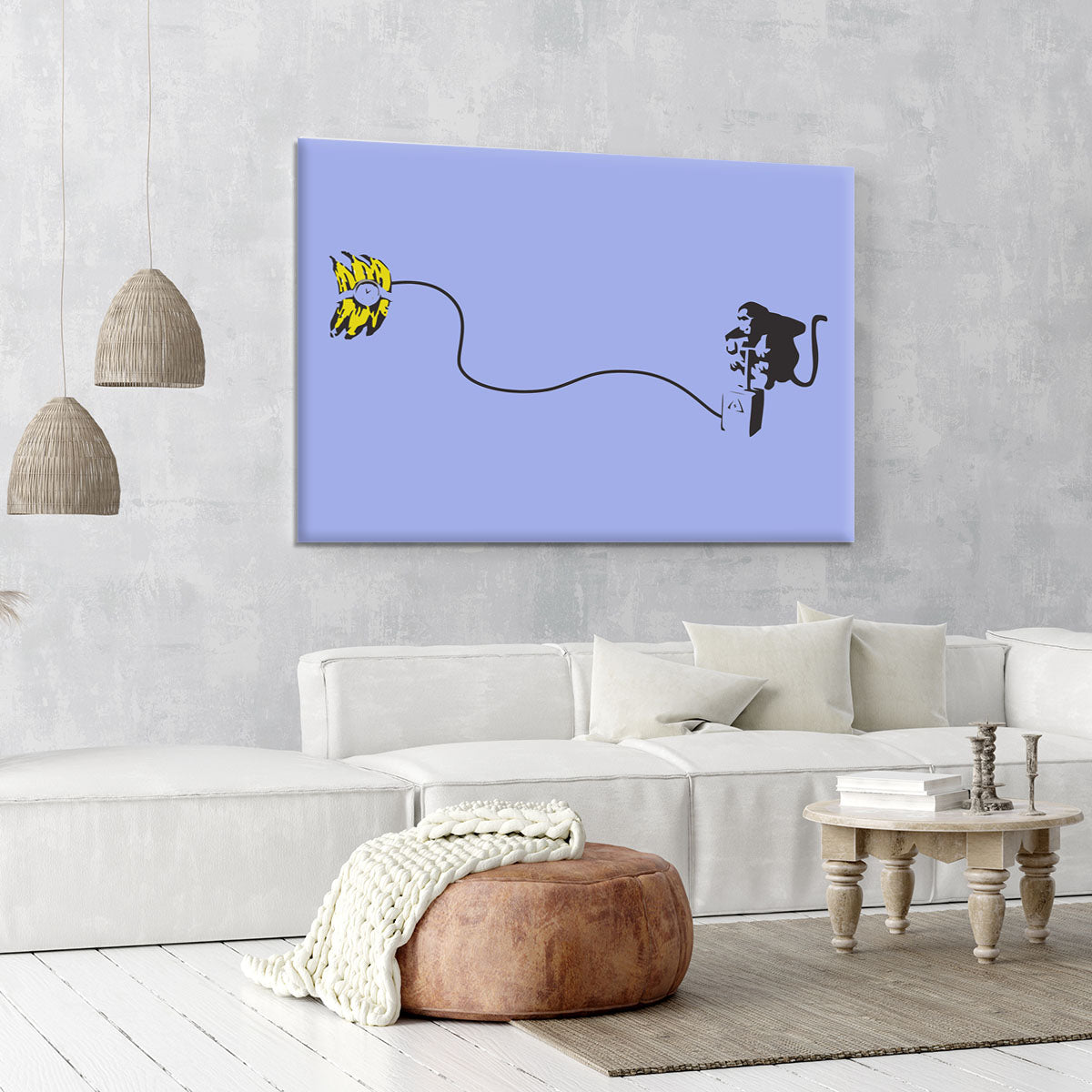 Banksy Monkey Banana Bomb Blue Canvas Print or Poster - Canvas Art Rocks - 6