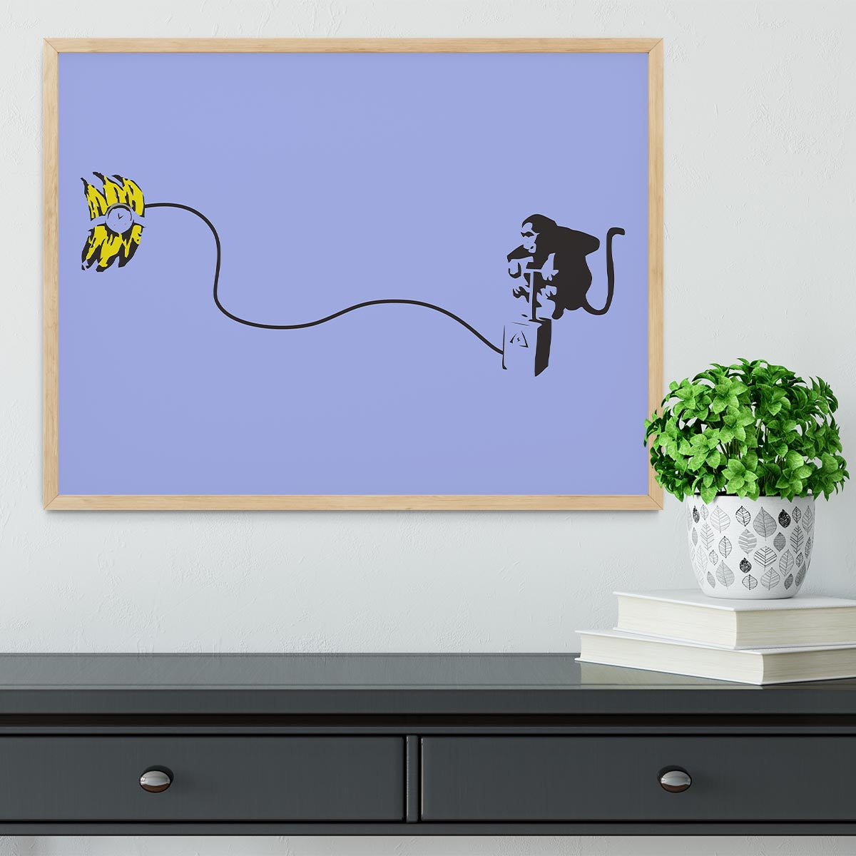 Banksy Monkey Banana Bomb Blue Framed Print - Canvas Art Rocks - 4
