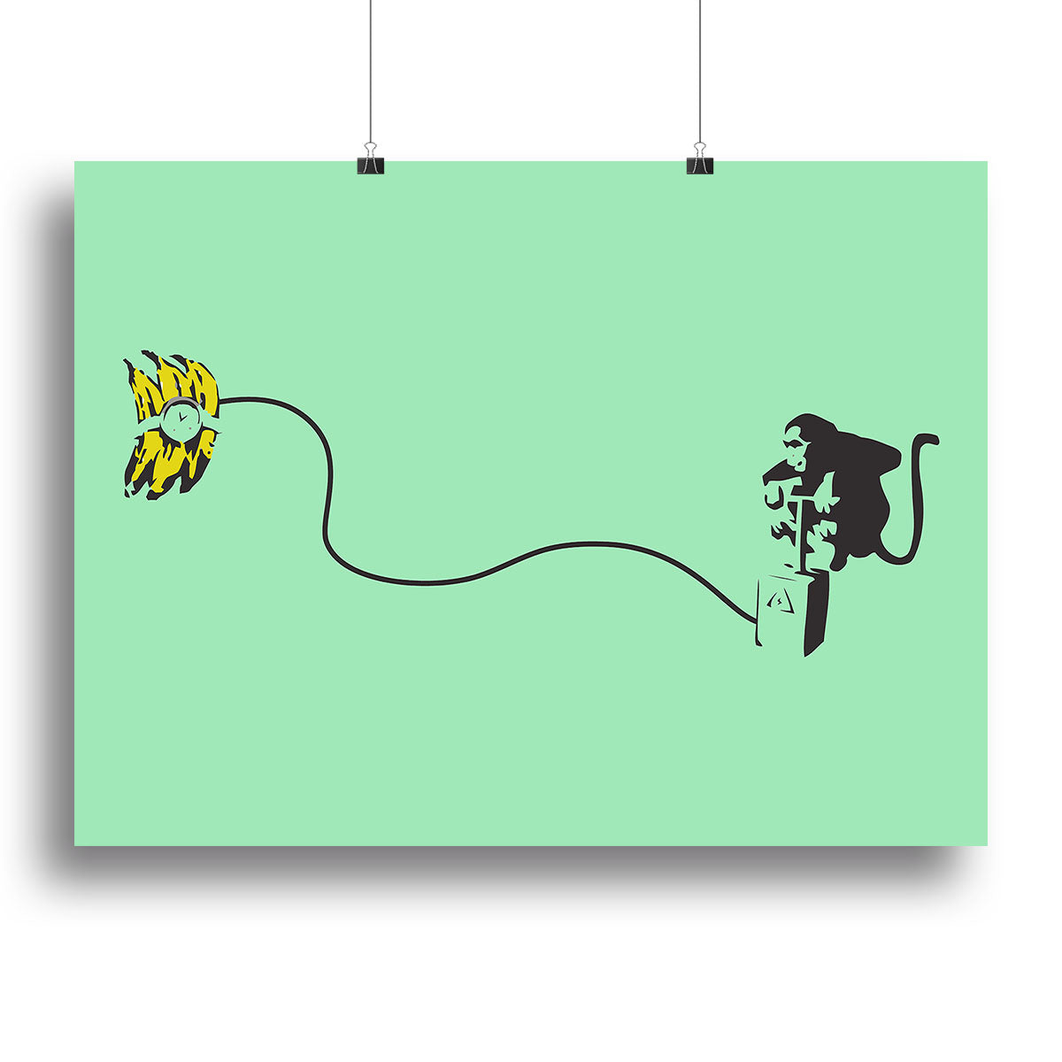 Banksy Monkey Banana Bomb Green Canvas Print or Poster - Canvas Art Rocks - 2