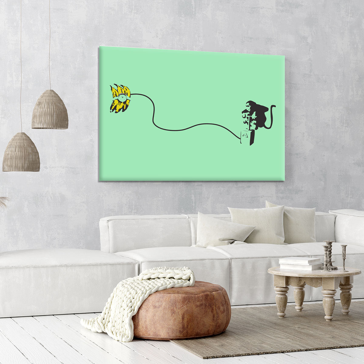 Banksy Monkey Banana Bomb Green Canvas Print or Poster - Canvas Art Rocks - 6