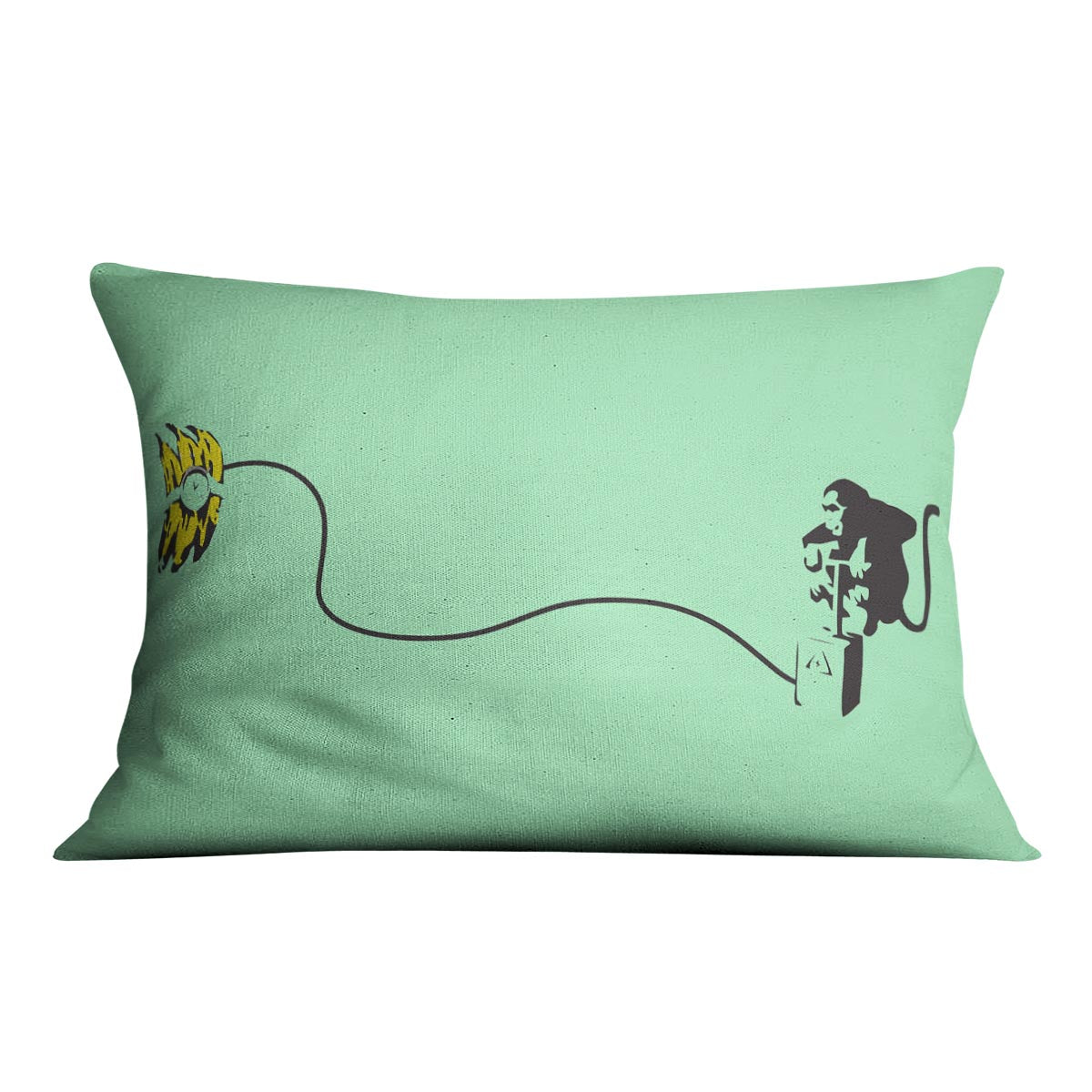 Banksy Monkey Banana Bomb Green Cushion - Canvas Art Rocks - 4