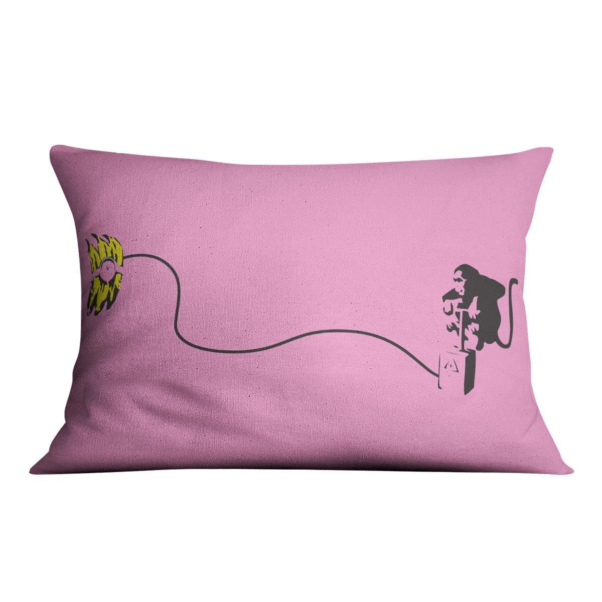 Banksy Monkey Banana Bomb Pink Cushion - Canvas Art Rocks - 4