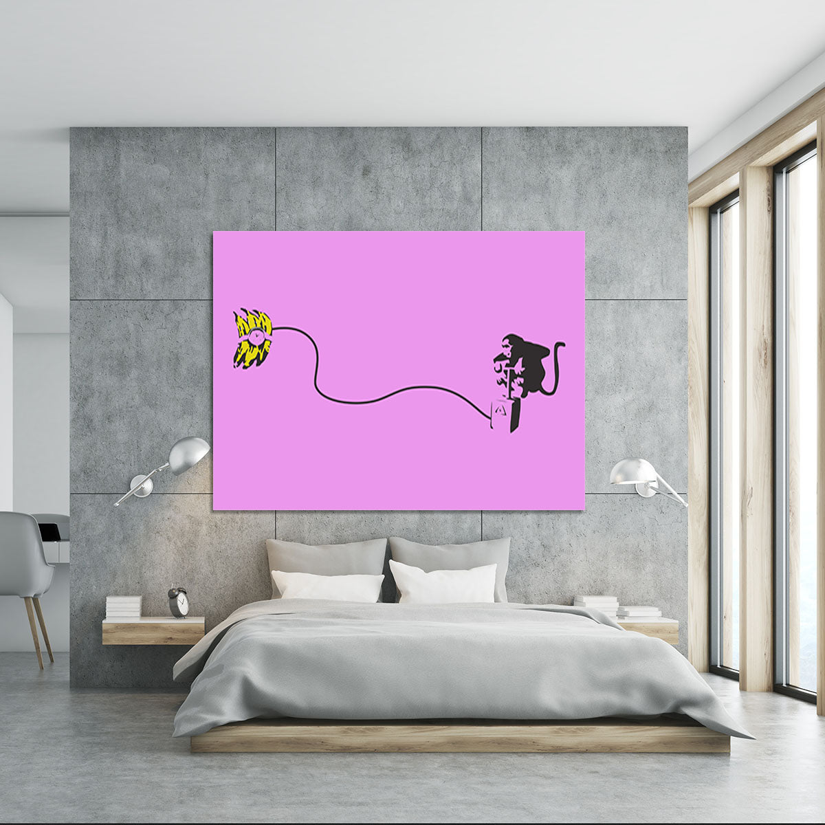 Banksy Monkey Banana Bomb Purple Canvas Print or Poster - Canvas Art Rocks - 5