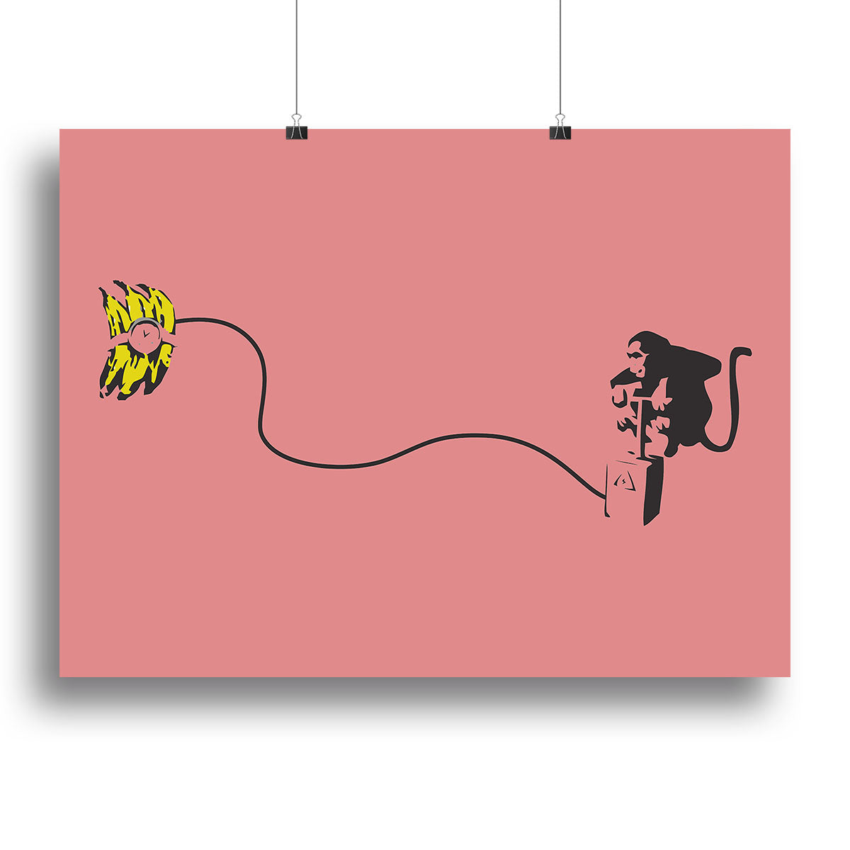Banksy Monkey Banana Bomb Red Canvas Print or Poster - Canvas Art Rocks - 2