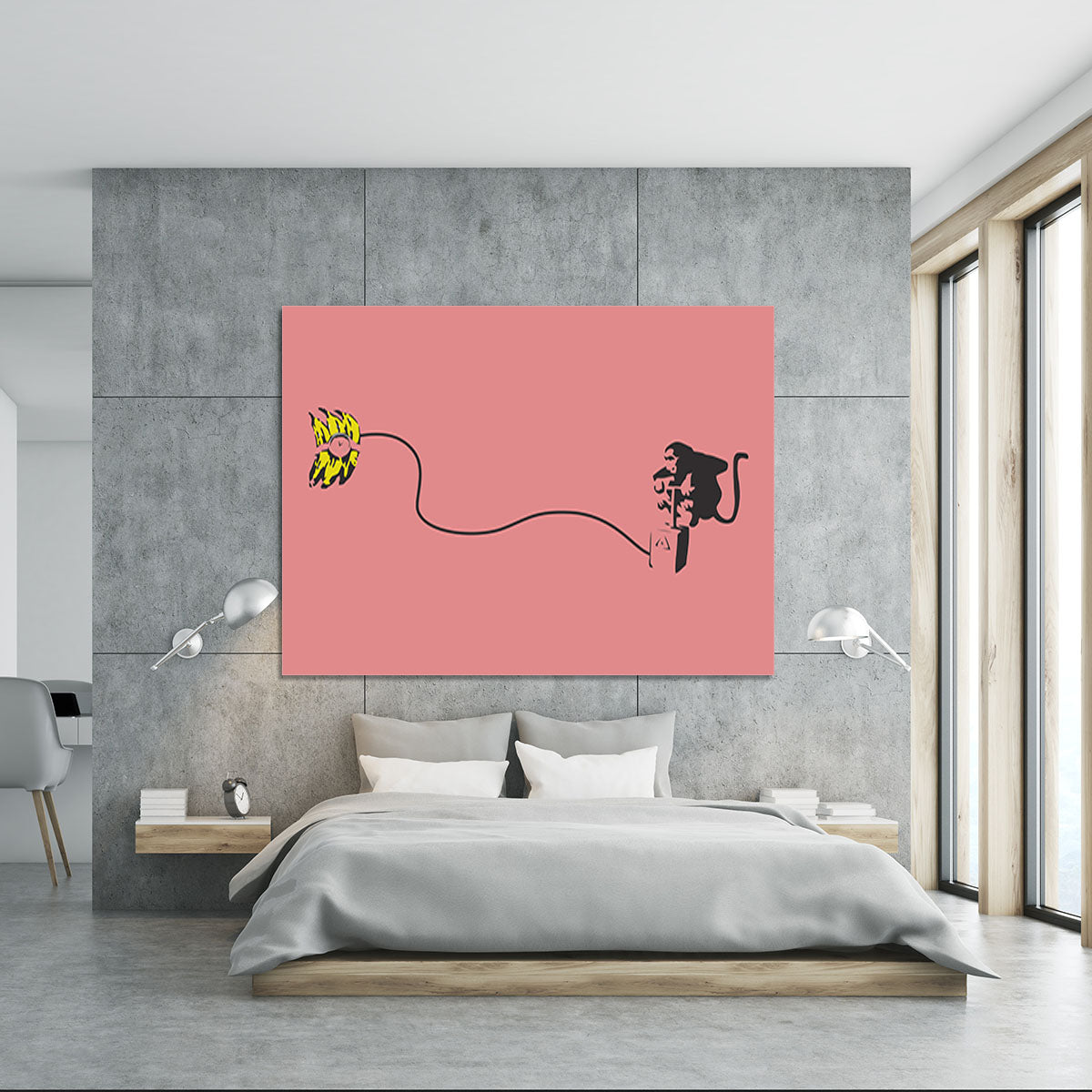 Banksy Monkey Banana Bomb Red Canvas Print or Poster - Canvas Art Rocks - 5