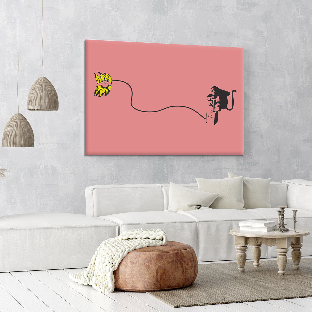 Banksy Monkey Banana Bomb Red Canvas Print or Poster - Canvas Art Rocks - 6
