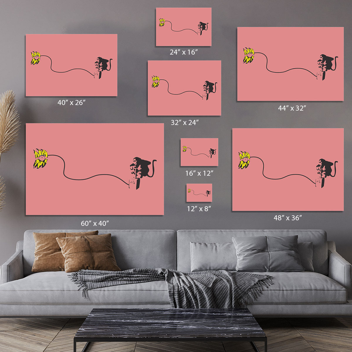 Banksy Monkey Banana Bomb Red Canvas Print or Poster - Canvas Art Rocks - 7