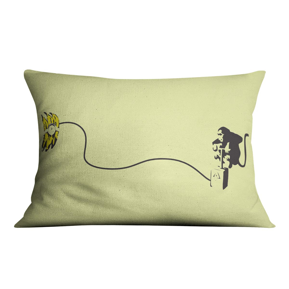 Banksy Monkey Banana Bomb Yellow Cushion - Canvas Art Rocks - 4