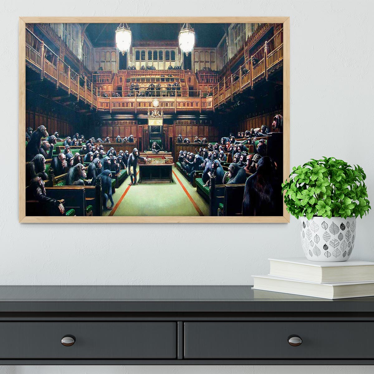 Banksy Monkey Parliament Framed Print - Canvas Art Rocks - 4