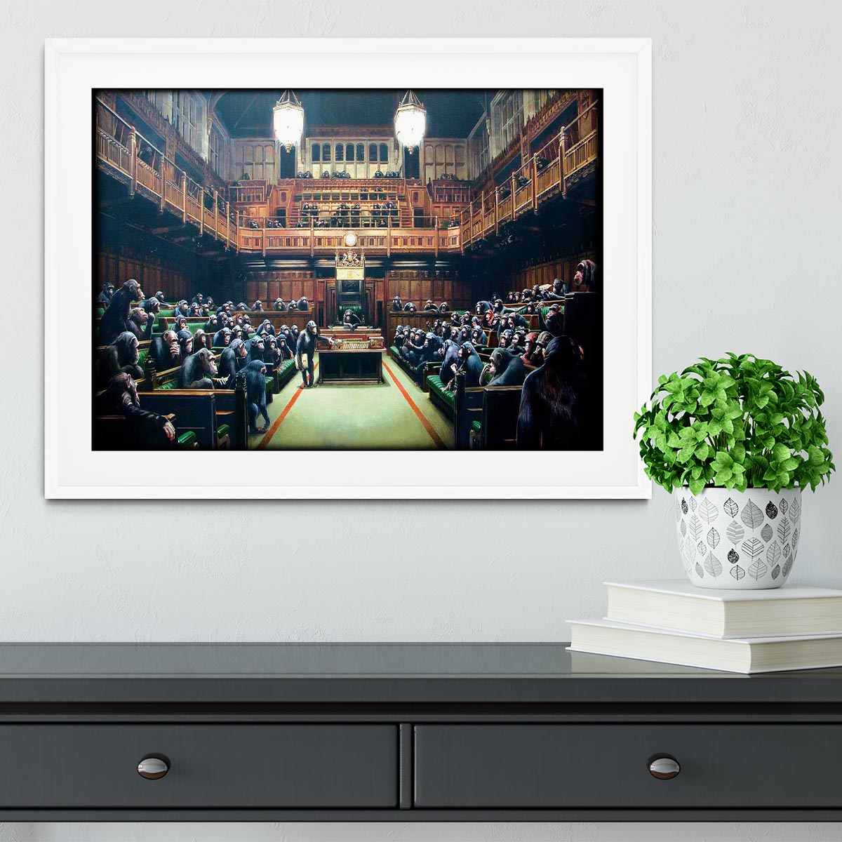 Banksy Monkey Parliament Framed Print - Canvas Art Rocks - 5