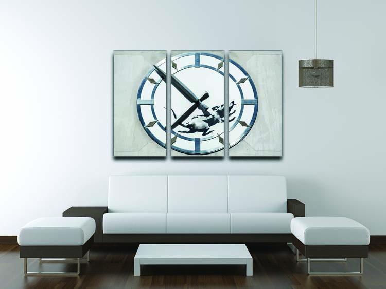Banksy New York Clock Rat 3 Split Panel Canvas Print - Canvas Art Rocks - 3