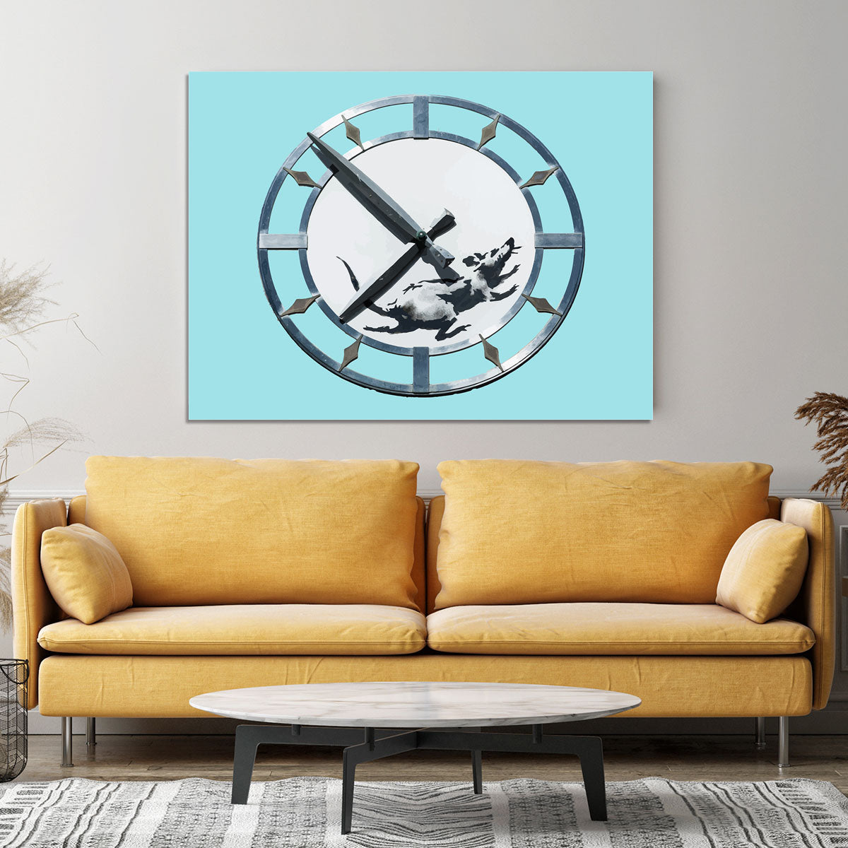 Banksy New York Clock Rat Light Blue Canvas Print or Poster - Canvas Art Rocks - 4