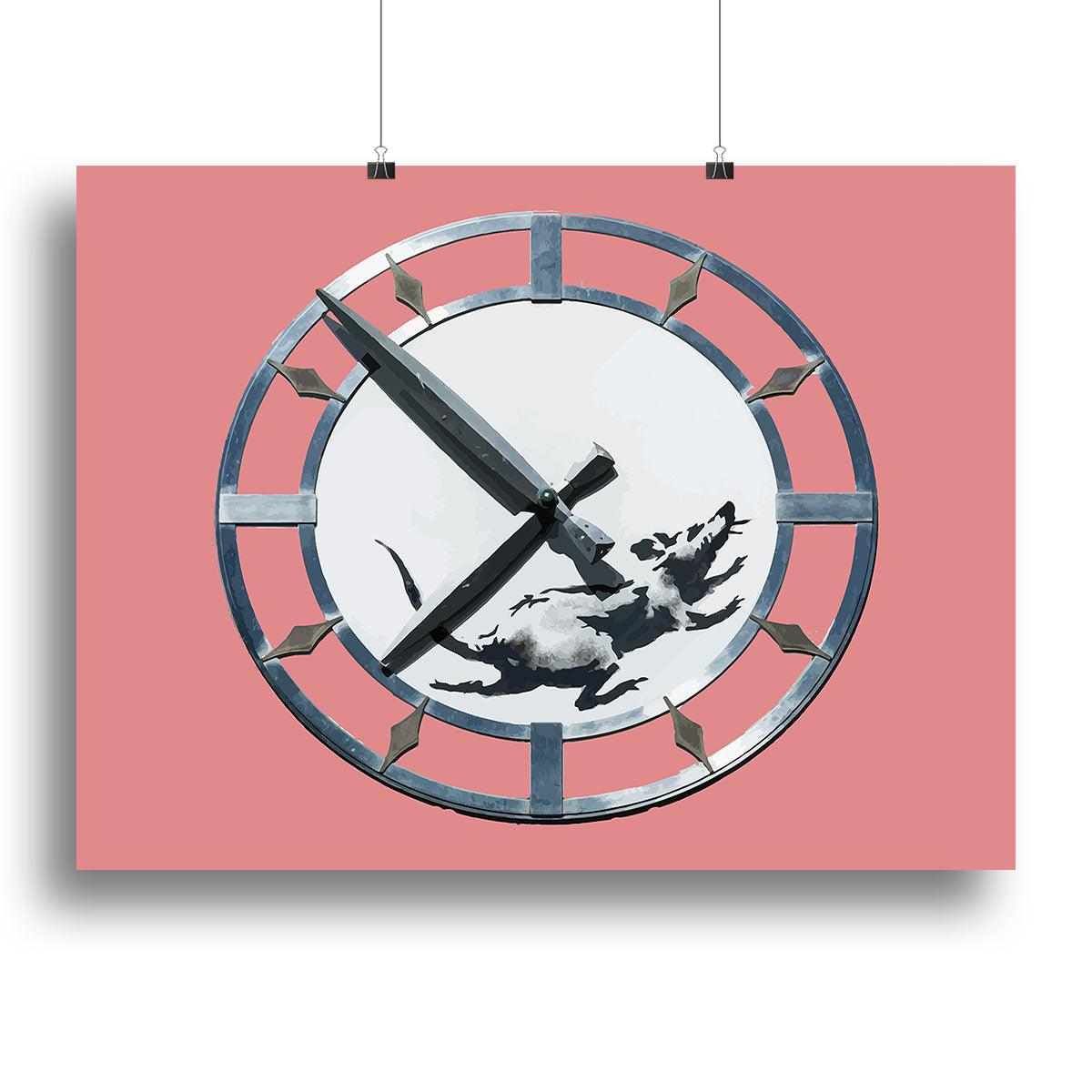 Banksy New York Clock Rat Red Canvas Print or Poster - Canvas Art Rocks - 2