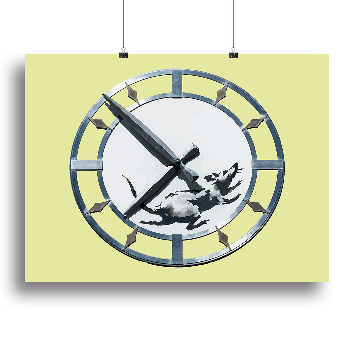 Banksy New York Clock Rat Yellow Canvas Print or Poster - Canvas Art Rocks - 2
