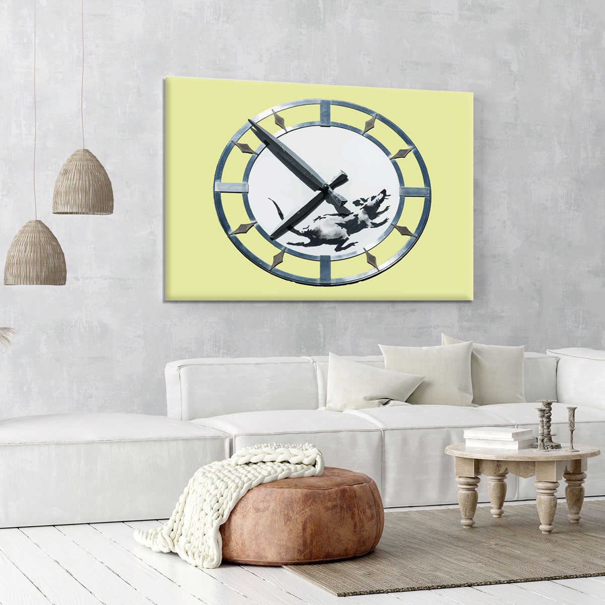 Banksy New York Clock Rat Yellow Canvas Print or Poster - Canvas Art Rocks - 6