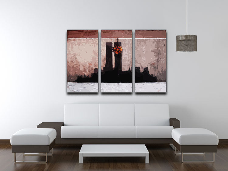 Banksy New York Twin Towers 3 Split Panel Canvas Print - Canvas Art Rocks - 3