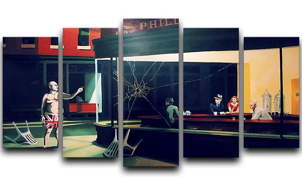 Banksy Nighthawks 5 Split Panel Canvas  - Canvas Art Rocks - 1