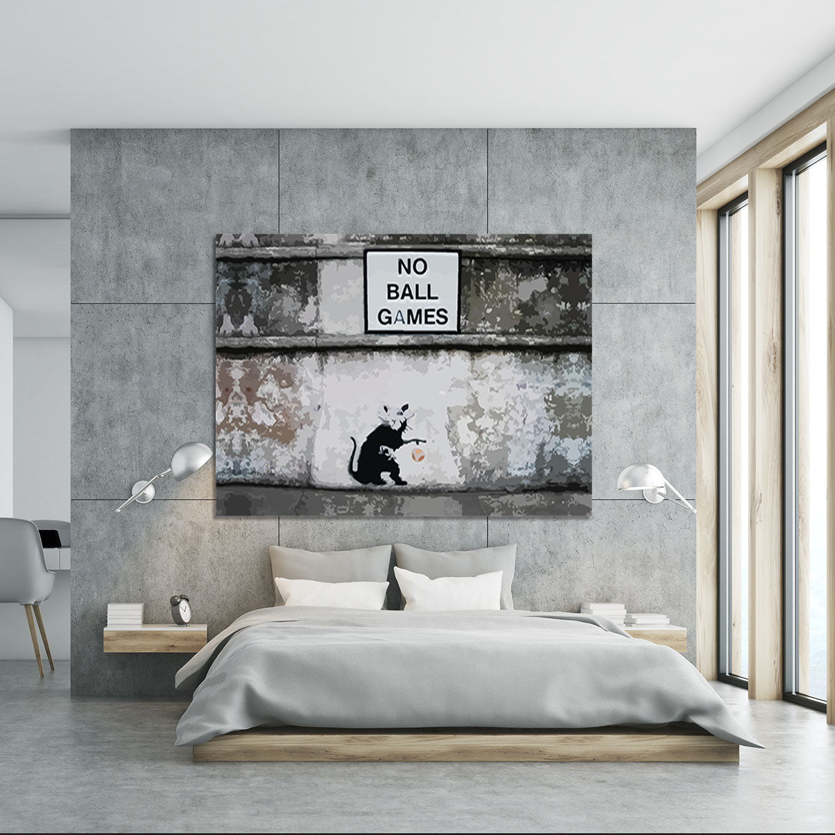 Banksy No Ball Games Rat Canvas Print or Poster - Canvas Art Rocks - 5