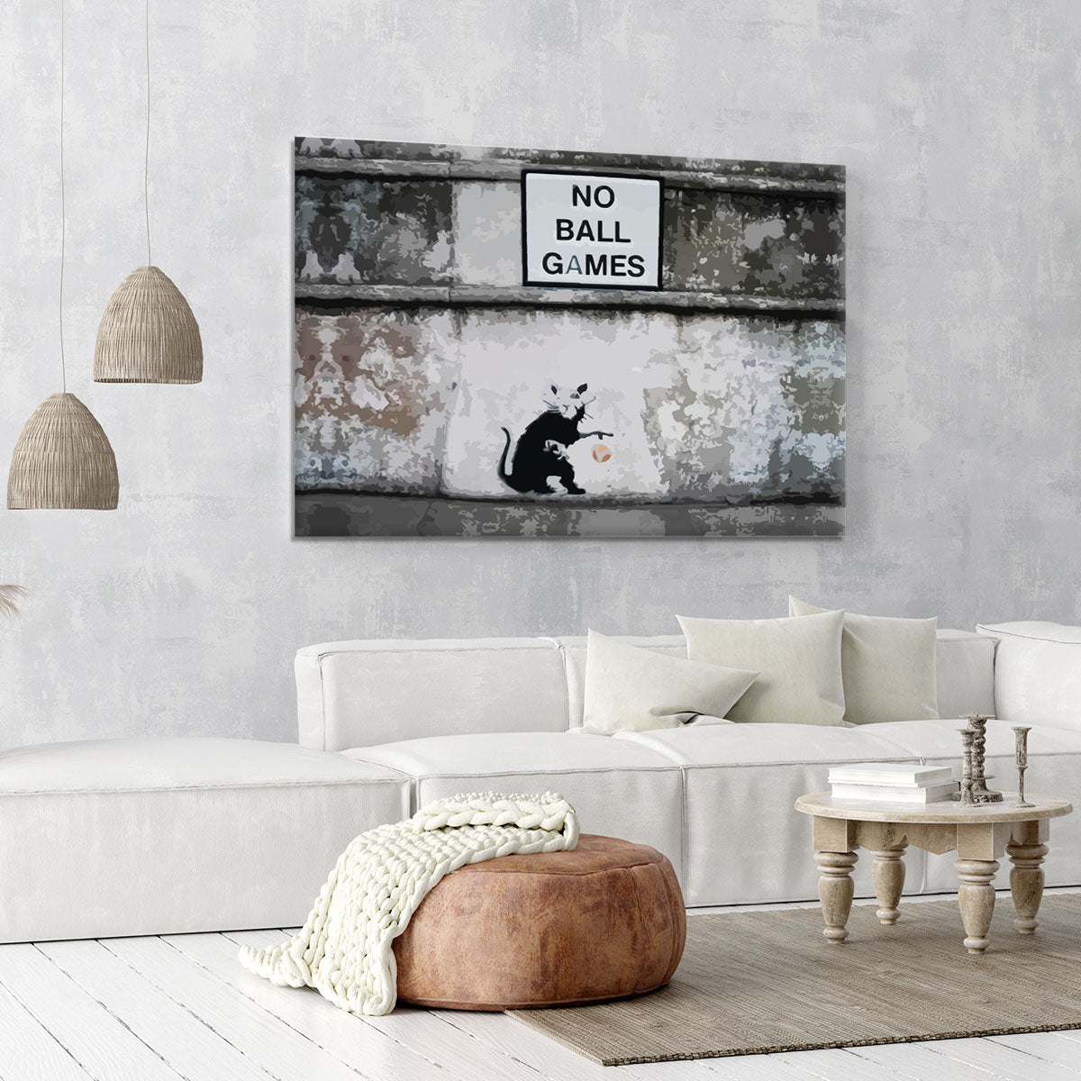 Banksy No Ball Games Rat Canvas Print or Poster - Canvas Art Rocks - 6