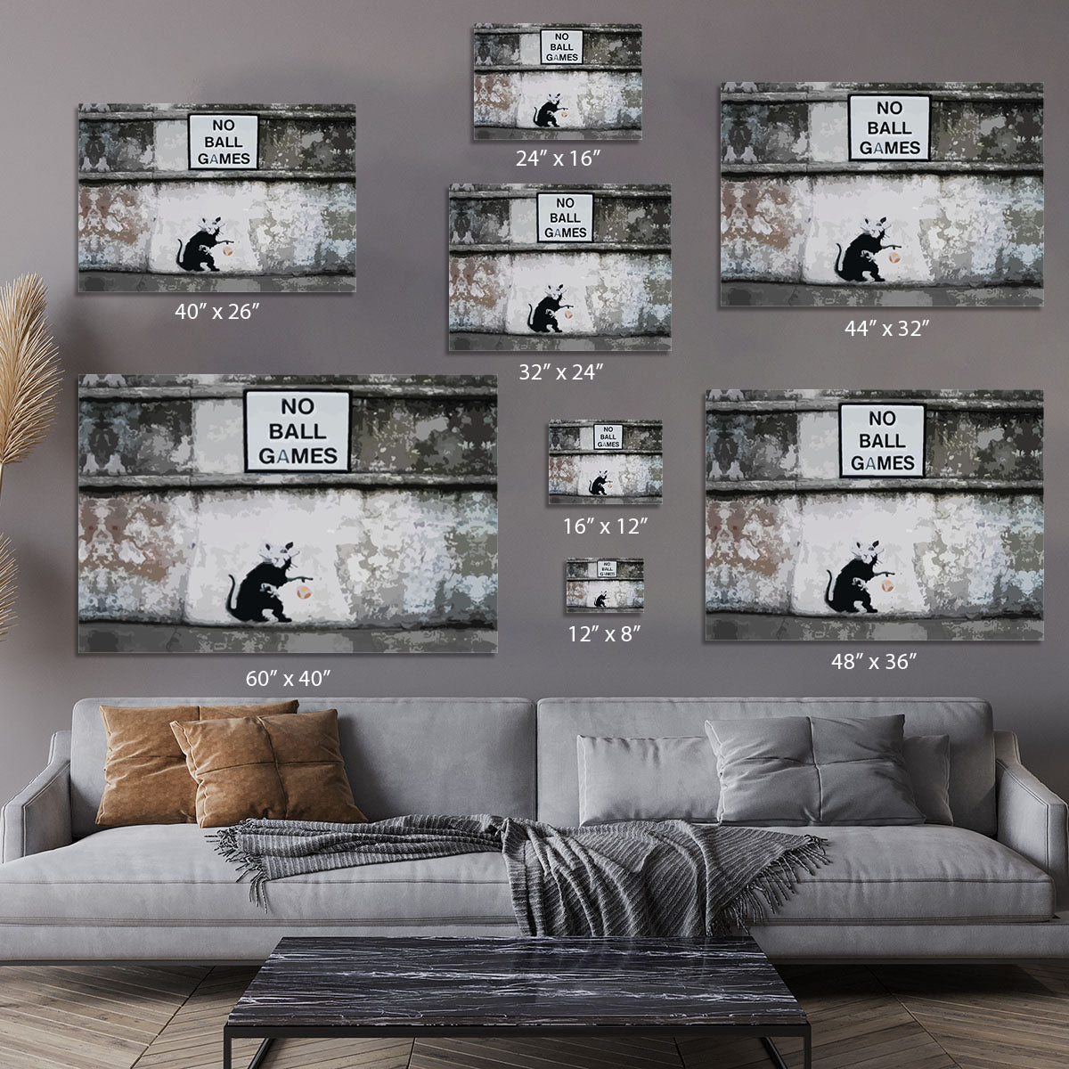 Banksy No Ball Games Rat Canvas Print or Poster - Canvas Art Rocks - 7